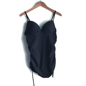 Assets by Sara Blakey Spanx swim top tankini adjustable straps tie sides sz L